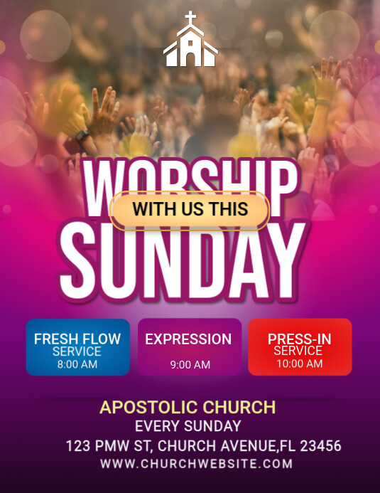 Worship Service | Sunday Church Event | Community Gathering 传单(美国信函) template