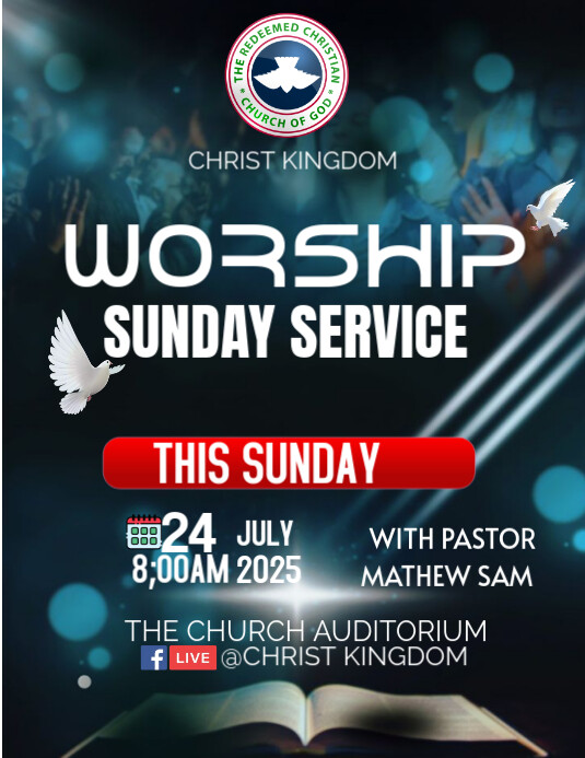 WORSHIP SERVICE Рекламная листовка (US Letter) template