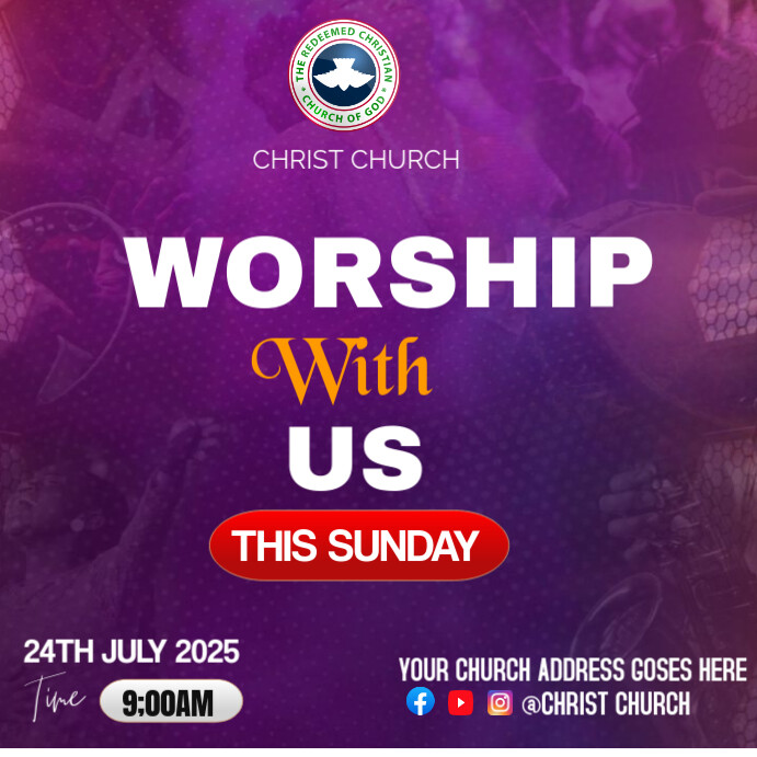 WORSHIP SERVICE Publicação no Instagram template