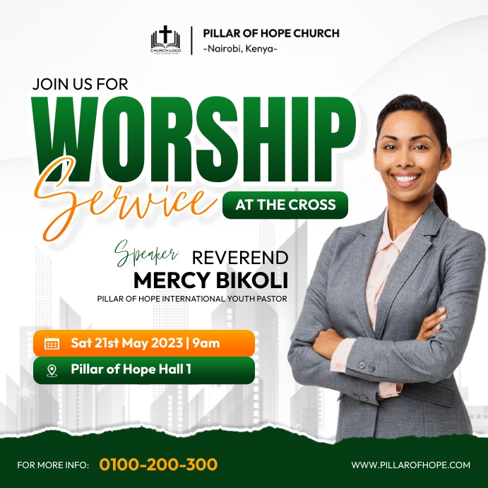 Worship service Instagram Post template