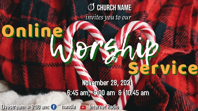 Worship Service_Candy Cane & Sweater Miniatura na YouTube template