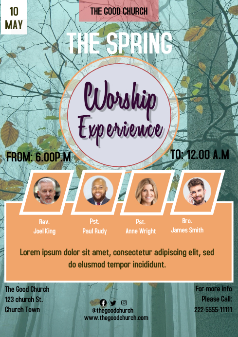 Worship spring poster Template | PosterMyWall