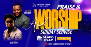 Blå Church Worship Event Facebook Ad Template