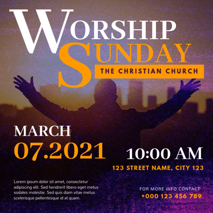 Sunday Service Posts Copy of Worship sunday service church instagram post | PosterMyWall