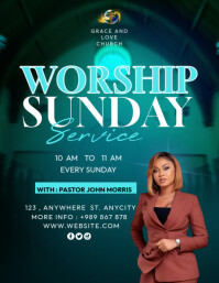 Worship sunday service Flyer (US Letter) template