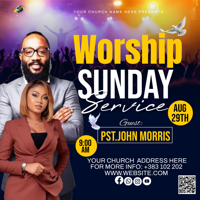 Modèle Worship sunday service | PosterMyWall