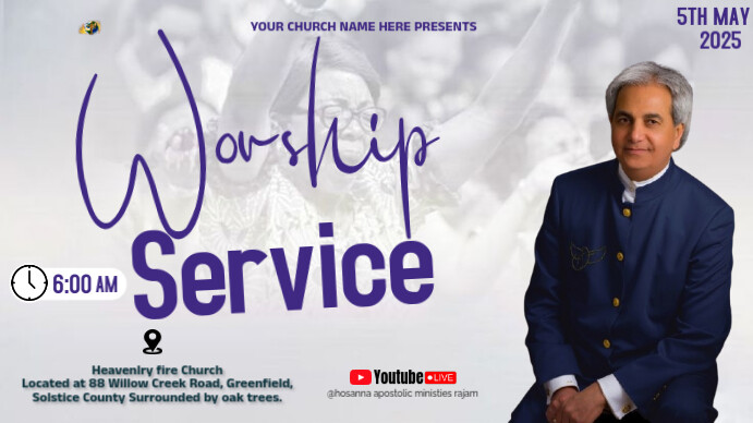 Worship sunday service Уменьшенное изображение YouTube template