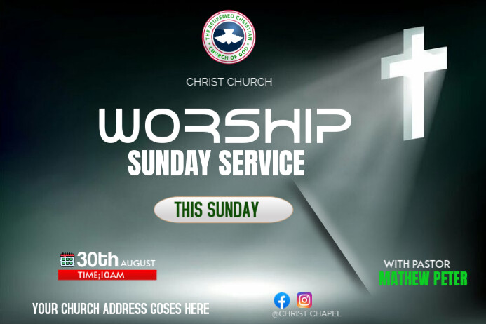 WORSHIP SUNDAY SERVICE โปสเตอร์ template