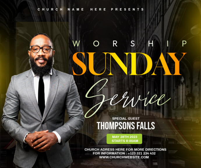 Worship Sunday service flyer 中矩形广告 template