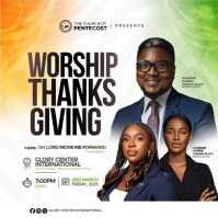 White Worship and Thanksgiving Event โพสต์บน Instagram Template