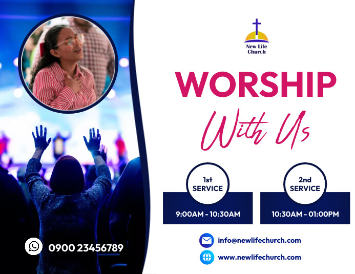 Worship with us church poster Flyer (US Letter) template