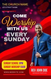 worship with us every sunday Half Page Wide template