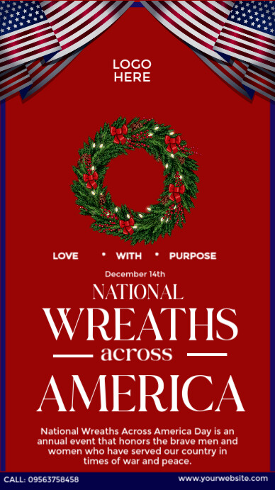 Wreaths Across America Instagram na Kuwento template