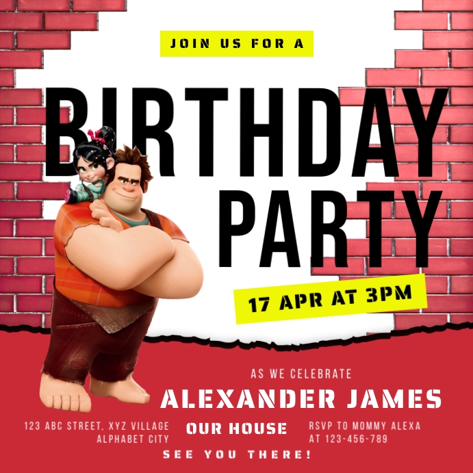 Copy of Wreck It Ralph Birthday Invitation | PosterMyWall