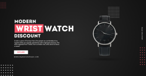 黑色 Modern Wrist Watch Advertisement Reklama na Facebooka Template