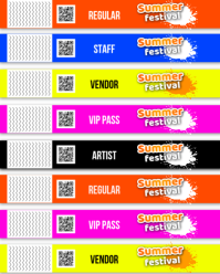 Wristband ticket summer festival event wrist tags vip regular concert gate pass admission editable Instagram Portrait template