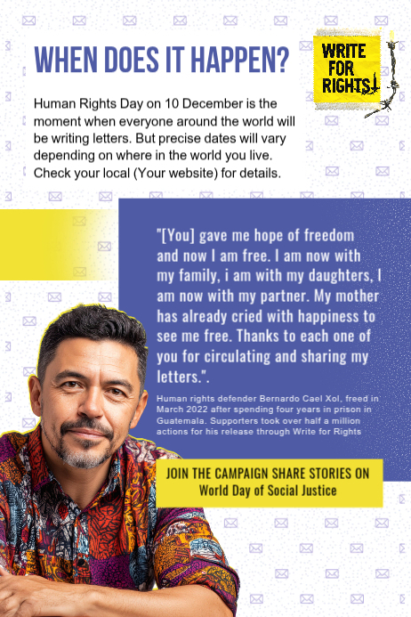 Write For Rights Example Letter Write for Rights Campaign Template | PosterMyWall