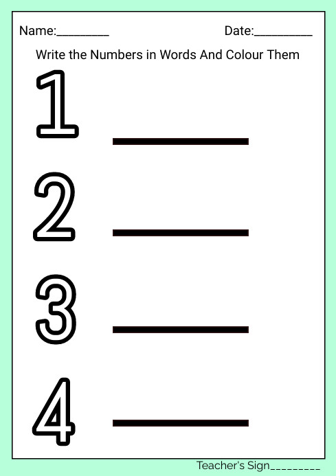 Copy of Write the Numbers In Words And Colour them | PosterMyWall