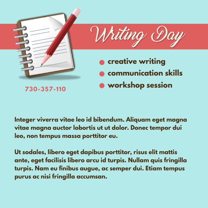 Writing Day Template | PosterMyWall