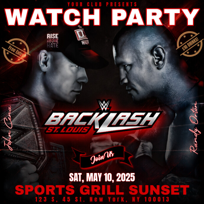 WWE Blacklash St. Louis 2025 Watch Party Instagram Post Template