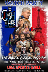 WWE Clash in ParisWatch Party Poster template
