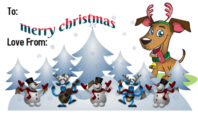 x mas labels Tag template