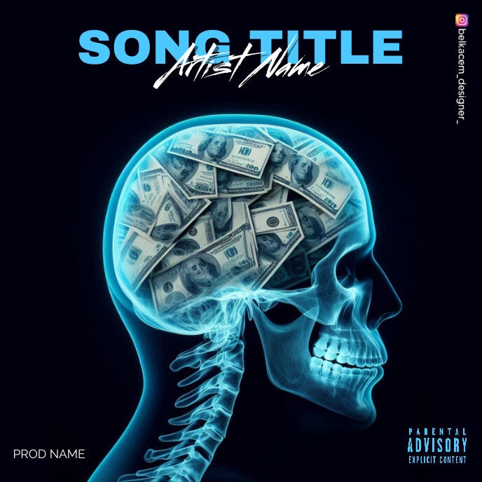 X Ray Skull Head  Album Cover template