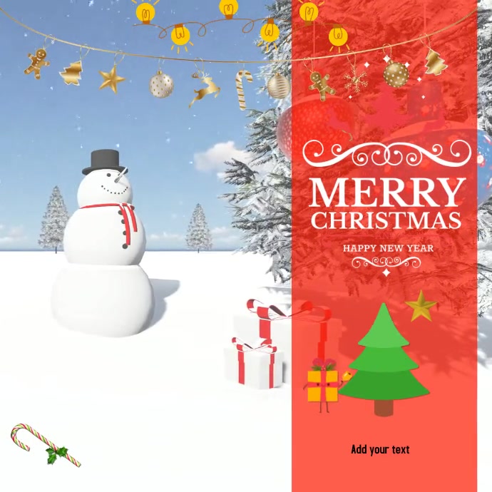 Xmas & happy new year card 方形(1:1) template