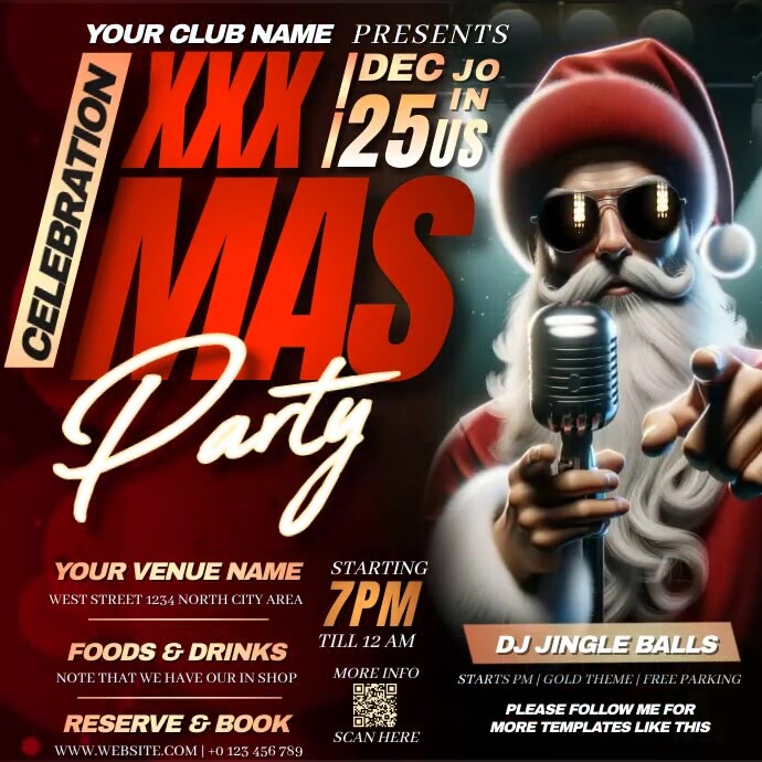 XMAS BASH PARTY WITH SANTA 方形(1:1) template