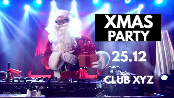 Xmas Christmas Party Santa Dj Funny Video Ad Facebook-covervideo (16:9) template