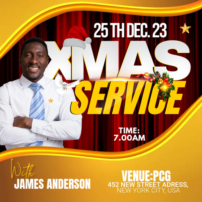 XMAS Church Service Ad Template | PosterMyWall