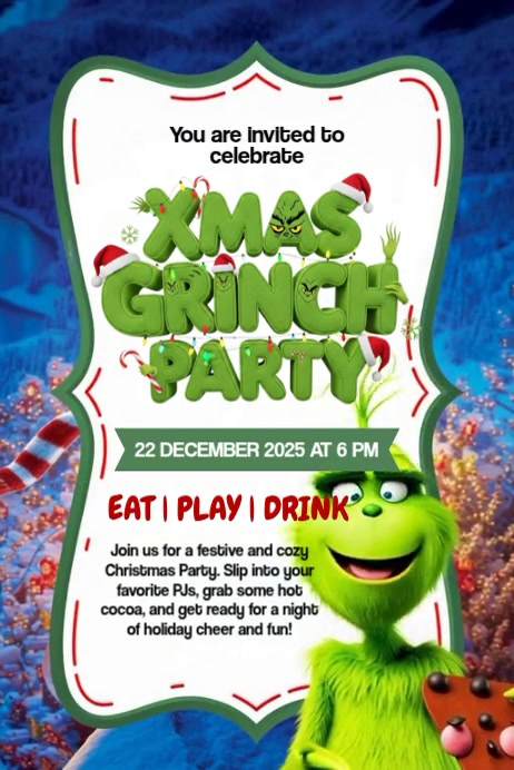 Xmas Grinch Party Ads Template | PosterMyWall