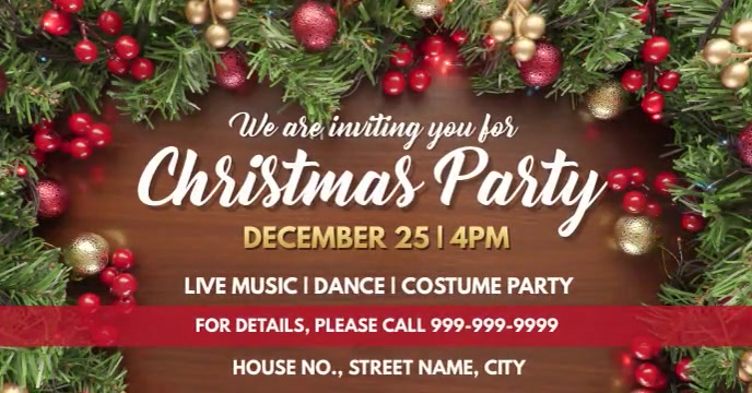 Brown Christmas Invite Facebook Event Cover Template | PosterMyWall