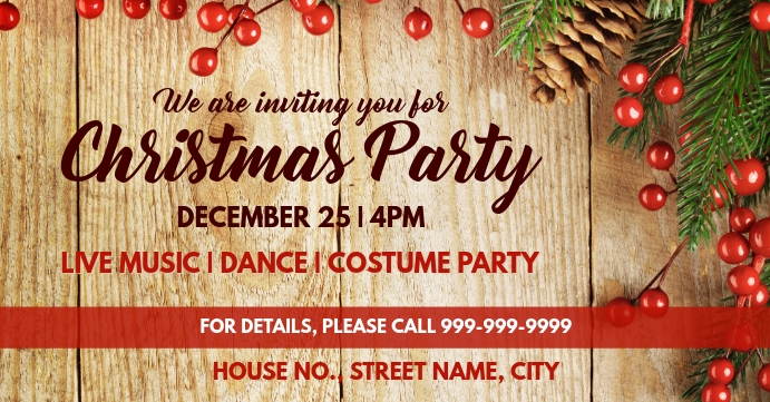Xmas party invite facebook event cover Template | PosterMyWall