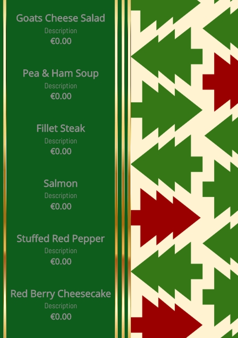 xmas menu A4 template