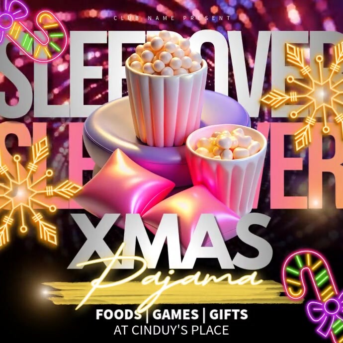 Copy of Xmas Pajama Sleepover | PosterMyWall