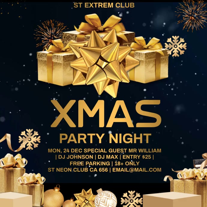 XMAS Party Night video ad Square (1:1) template