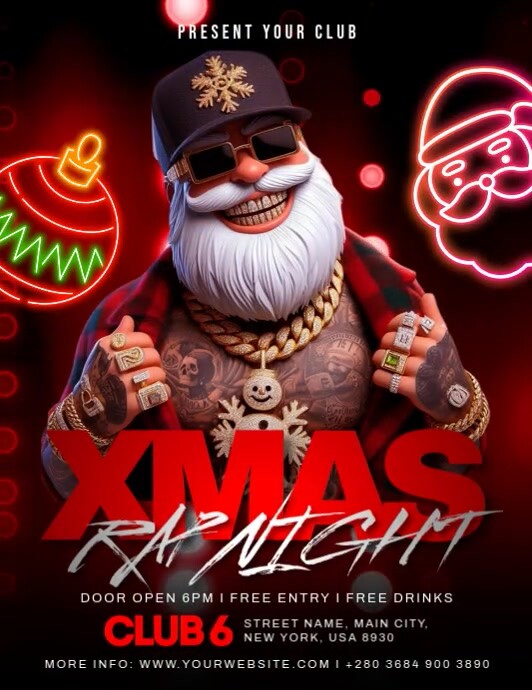Xmas Rap Night Template | PosterMyWall
