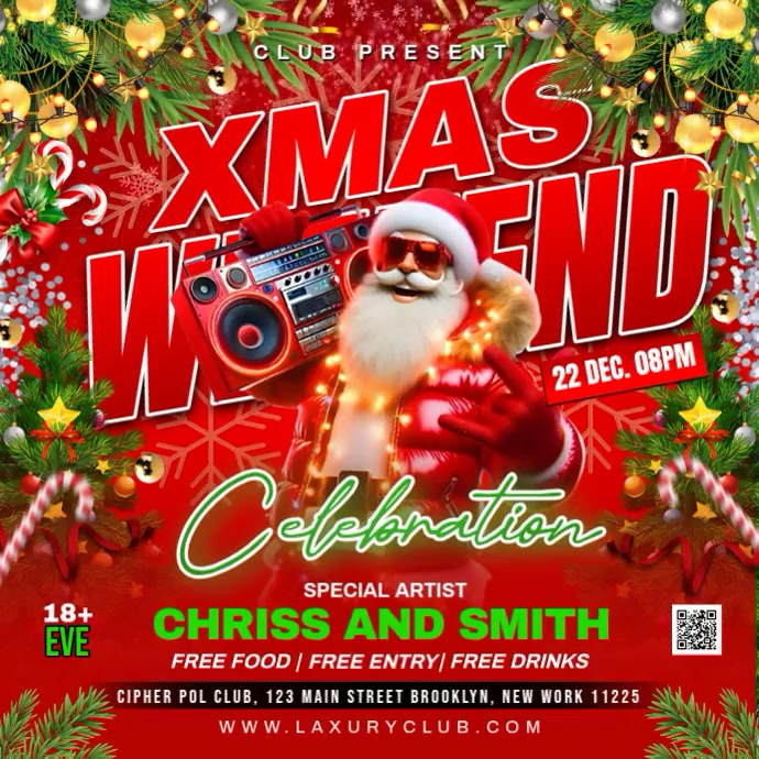 xmas weekend event poster design Template | PosterMyWall
