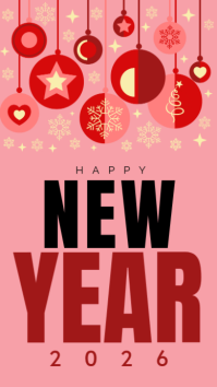 Cor-de-rosa New Year Celebration 2026 Digitalt display Template