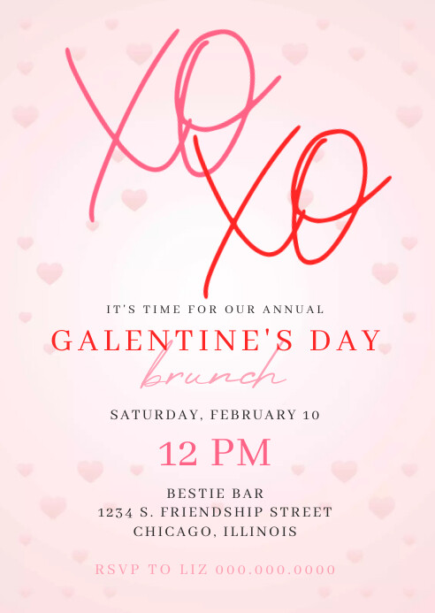 XOXO Galentine's Day Invitation A6 template