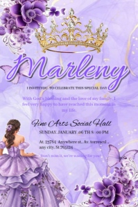 XV años xv years mis quince invitation Brithday party temple flayer editablet celebration Póster template