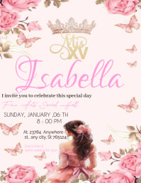 XV Brithday invitation party temple flayer editablet celebration Volantino (US Letter) template