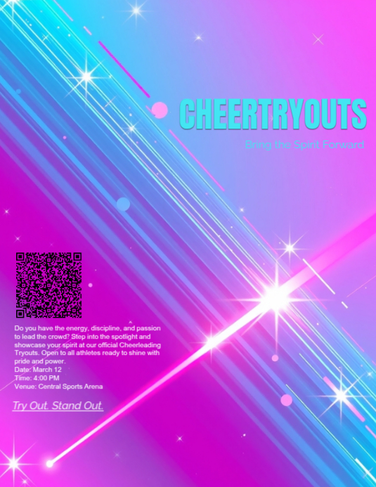 Copy of Y2K Glitter Pop Cheerleading Tryouts Flyer Template | PosterMyWall