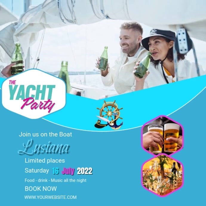 yacht club party flyer template Instagram Post
