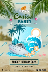 Blue Cruise Party Poster Template