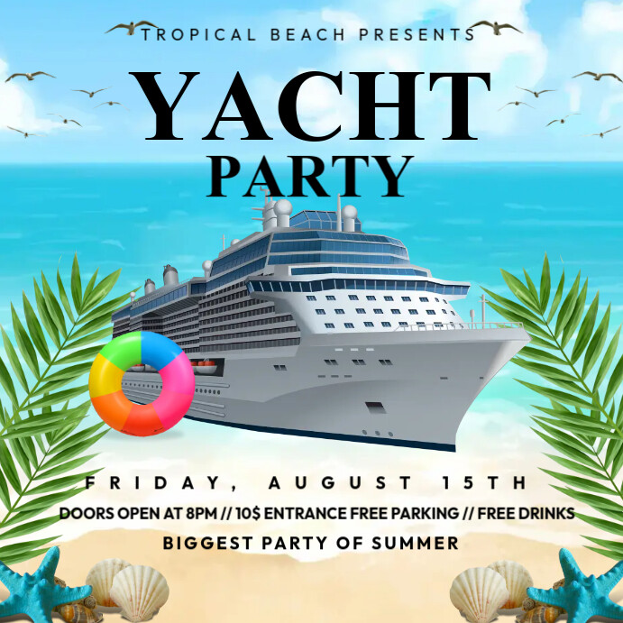 Yacht Party Invitation Template | PosterMyWall yacht-party-invitation-template-postermywall