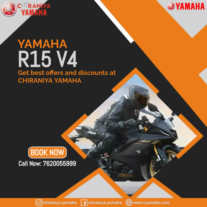 Yamaha Bikes cars poster Instagram Plasing template