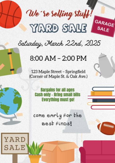 Yard Sale Flyer Template A6