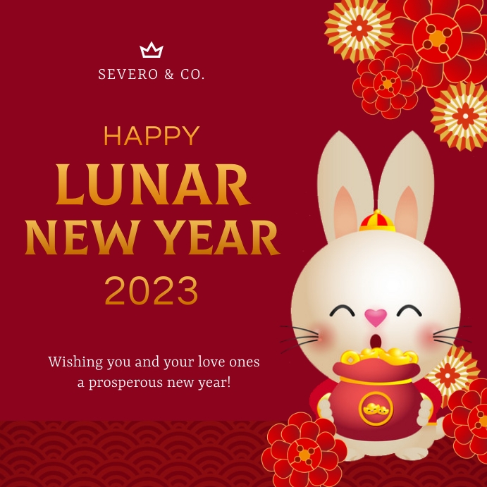 Year of Rabbit Lunar New Year Wish 2023 โพสต์บน Instagram template